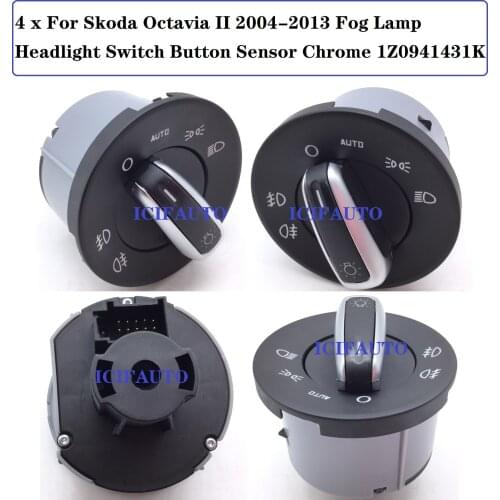 1Z0941431K NEW GREEN COLOR FOR SKODA OCTAVIA II 04-13 HEADLIGHT FOG LIGHT SWITCH AUTO CHROME 1Z0 941 431K / 1Z0 941 431 K