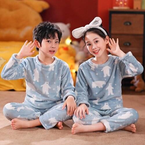 Animal Pajamas for 2 to 16 Years Teenager Boys Bear Sleepwear Pyjamas Kids Teens Pajamas Childrens Clothing Sets Girls Clothes