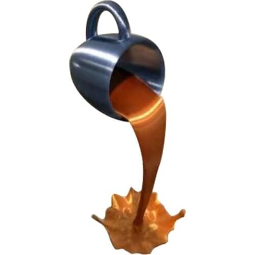 Floating Coffee Mug Cup Sculpture Pouring Liquid Home Kitchen Art Decor Floating Spilling Coffee Mug Sculpture