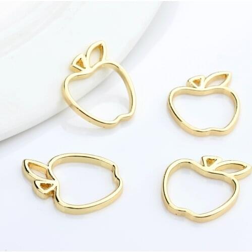 Zinc Alloy Gold UV Apple Charms Pendant 20mm 10pcs/lot For DIY Jewelry Making Finding Accessories