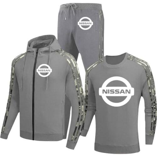 Casual Mens jackets Nissan car Logo printing high quality cotton trend Cotton Mens jacket + sweater + pants three-piece suit