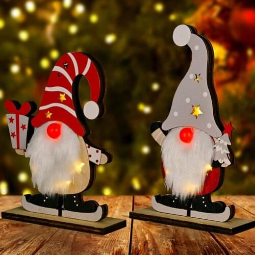 Christmas Decorations For Home Wooden Gnome Ornament With Lights Growing Gnome Table Decorative New Year 2022 Navidad Gifts