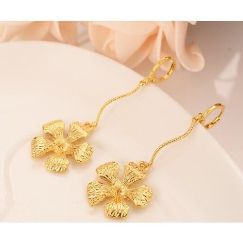 Earrings For Women Fashion Jewelry Gold Color african Arab Earrings Body Jewelry Flower Pendant as women girls kids Gift