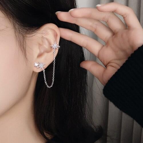 KISSLOVE 1 PCS Fashion Korean Zircon Ear Cuff Clip Earrings For Women Wedding Jewelry Romantic Snowflower Earcuff
