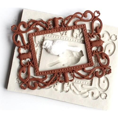 Bird Photo Frame chocolate wedding cake decorating tools 3D baking fondant silicone mold used to easily create poured sugar