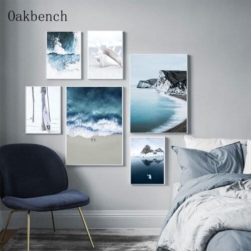 Nordic Poster Beach Canvas Painting Sea View Art Prints Shell Posters Surfboard Print Modern Wall Picture For Living Room Decor
