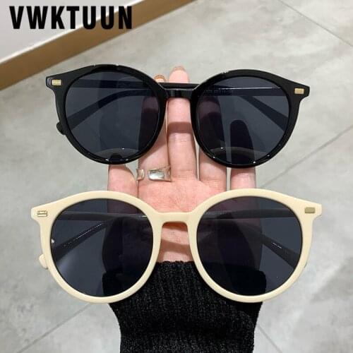 VWKTUUN Sunglasses Women Vintage Round Sun Glasses For Men Double Gold Metal Rivet Frame Glasses Driving Driver UV400 Eyewear