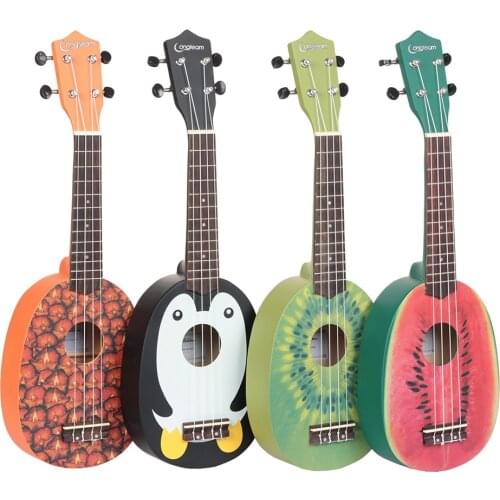 Ukulele 21 Inch 4-String Guitar Concert Ukulele Rosewood Fretboard Fruit Pattern for Beginners Children UK2139