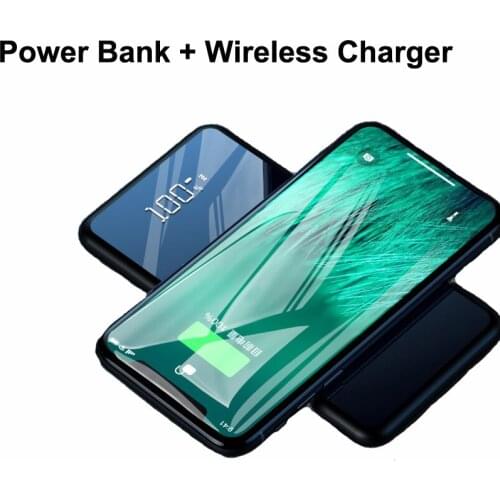 Universal Portable Charger 10000mAh Power Bank Dual USB LED Display Wireless Charging Powerbank Mobile Phone Extended Battery