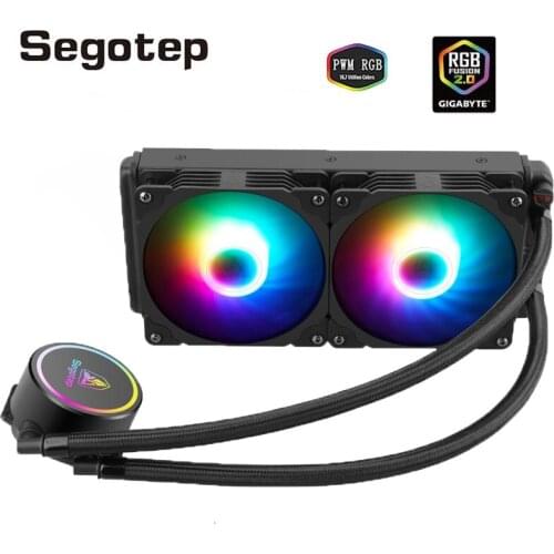 Segotep PC Case Water Cooler CPU Fan PWM RGB Water Cooler Radiator AIO Liquid Cooling for LGA 115x/1200/2011/2066/AM4