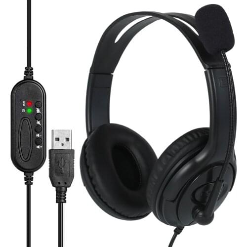 Willkey New USB Headset with Microphone for PC 3.5mm Business Headsets with Mic Mute Noise Cancelling for Call Center Headphones