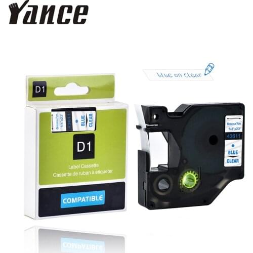 Yance blue on clear Compatible Dymo D1 Tape 43611 label maker machine printer dymo Tape for DYMO printer LM160 LM280 DYMO PNP