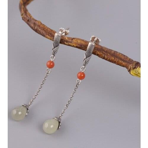 S925 silver female Thai silver earrings accessories Hanfu cheongsam and Tian Yu earrings