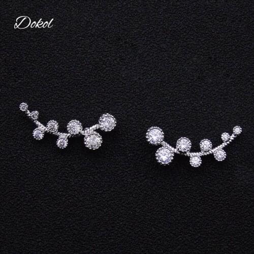 DOKOL Fashion Branches Stud Earrings Sparkling AAA Cubic Zirconia Earring Silver Color Women Jewelry Gift DKE0150