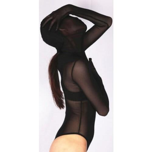 Woman Thin Mesh Onesie Sculpting Bodysuit Cosplay Toning Jumpsuit High Elastic Zentai One Piece Tights High Cut Onesie Net Yarn