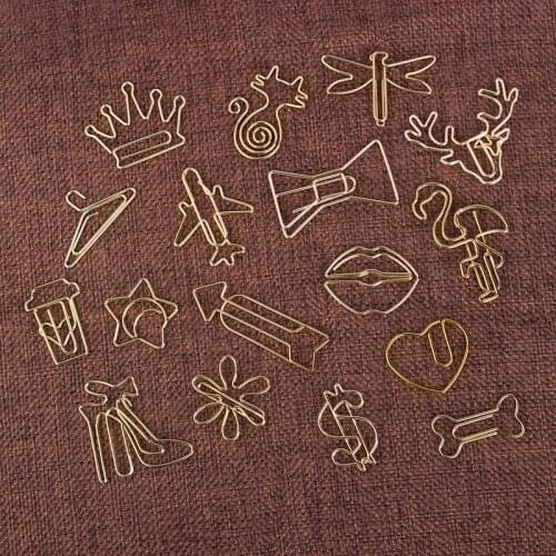 20pcs Cute Deer Shaped Paper Clip Decorative Metal Bookmark for book Tickets Notes Paperclips Stationery Office School Supplies