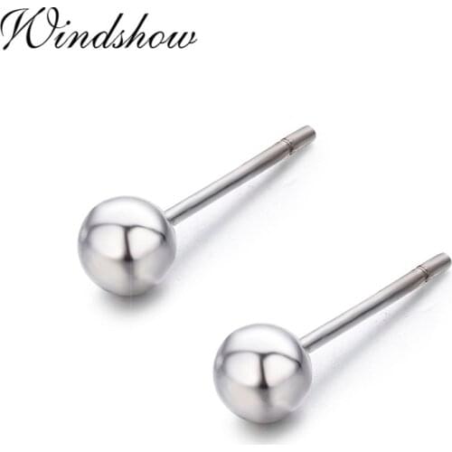 2mm-5mm Slim 925 Sterling Silver Small Round Ball Stud Earrings For Women Men Girls Kids Child Baby Body piercing jewelry Aros