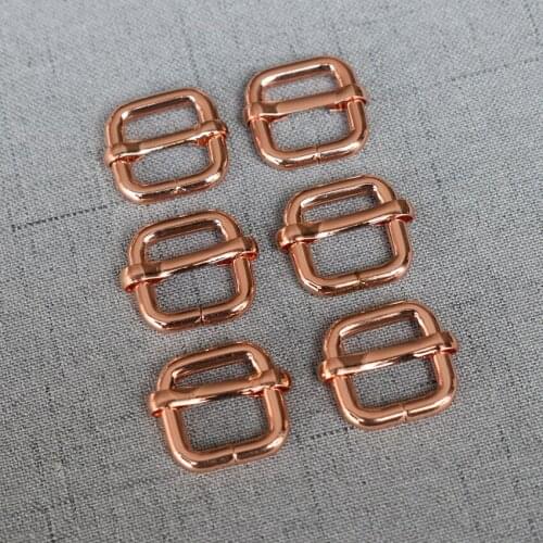 20 Pieces 15mm Rose Gold Metal Slider Adjustable Buckle Coat Web Strap Adjustable Harness DIY Bags Leathercraft 15LXK-m