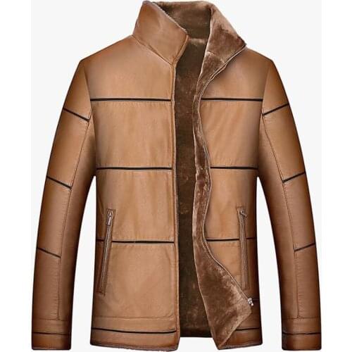 2020 Casual Mens Dress Suit Fur Leather Jackets Khaki Spring Winter Man Shearling Coats Plus 6XL 8XL Velvet Overcoats Male A500