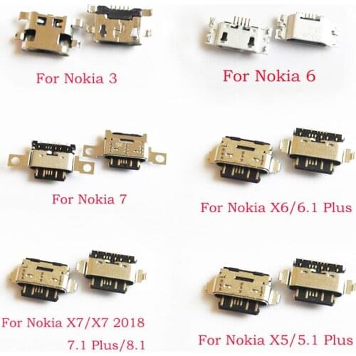 5pcs/lot Micro USB Connector Charging Port Jack For Nokia 3 6 7 Plus 8 6.1 7.1 8.1 5.1 Plus X5 X6 X7