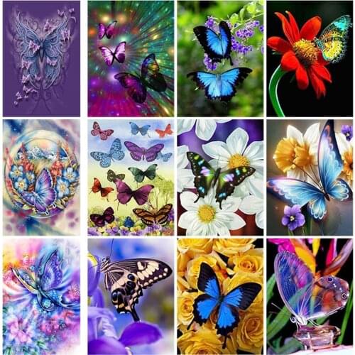 5D Diamond Painting Full Square/Round Drill Diamond Embroidery Cross Stitch Resin Wall Art Craft Home Decor DIY Animal Butterfly