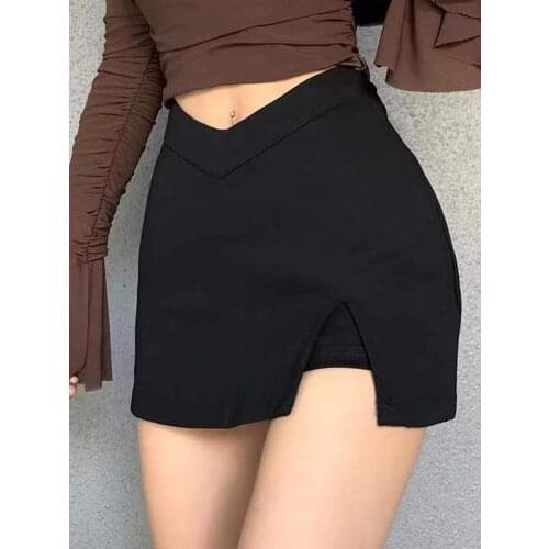 2020 A Line New New Summer Short Skirts Korean Skirt Women Mini High Waist School Girl Solid Vintage Mini Skrits Pleated