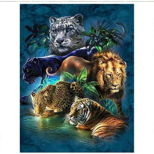 Embroidery Diamond 5D DIY Diamond Painting "Tiger Lion Leopard" 3D Embroidery Cross Stitch Rhinestone Painting diamond mosaic De
