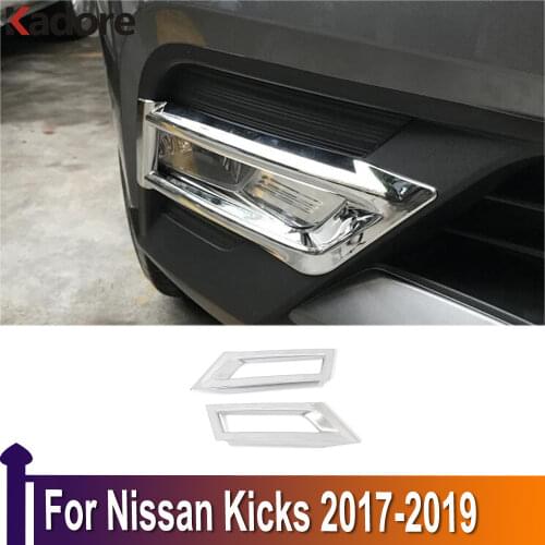 Car Exterior Accessories For Nissan Kicks 2017 2018 2019 ABS Chrome Front Foglight Fog Light Fog Lamp Cover Trim