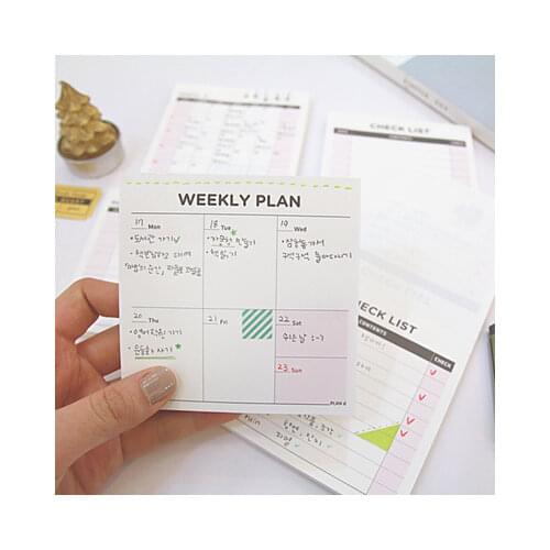 Memo pad Work Plan Memo To-do list checklist Week Scheduler Weekly plan Planning Office Cute Stationery Planner Stickers