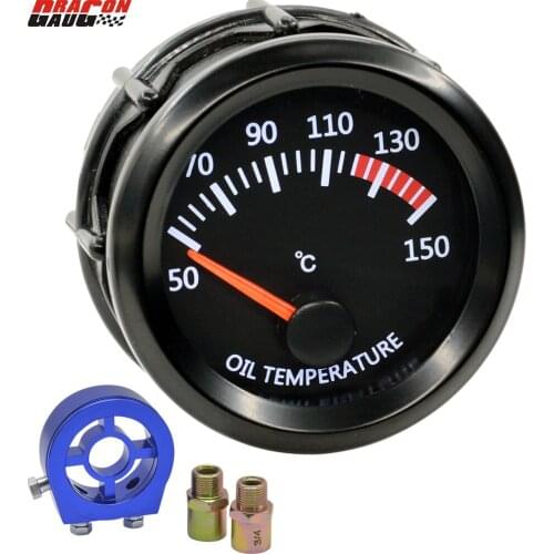 Dragon 2" 52mm Stepper Motor White LED Backlight Auto Car Oil Temp Gauge Temperature 50-150 Celsius Meter