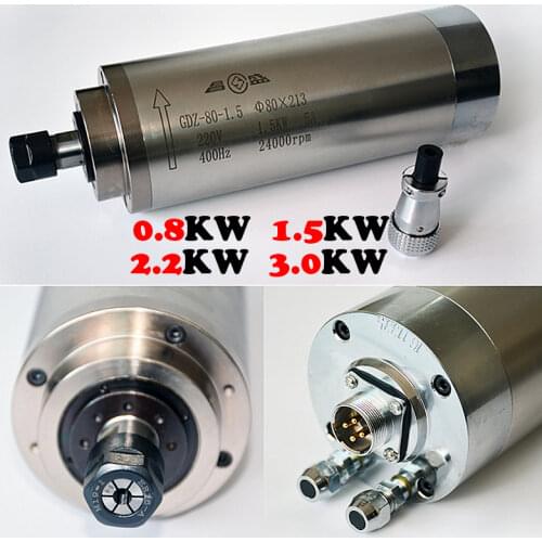 220V Water-Cooled Spindle Motor 800W 1.5KW 2.2KW 3KW For CNC Router Engraving Milling Machine With 4 Bearings ER11 ER16 ER20 Nut