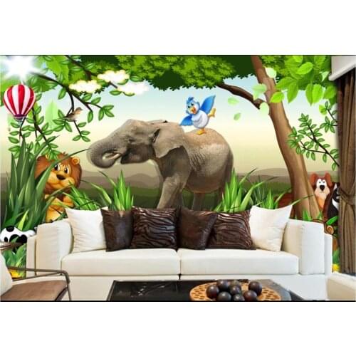 Custom photo wallpaper 3d mural wallpaper for walls 3d Beautiful forest childrens room elephant kids room background wall paper