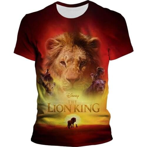 The Lion King Oversize Womens T-shirt Disney 3D Print Summer Mens Clothing Short Sleeve Cartoon Anime T Shirt For Boy Girl Kid