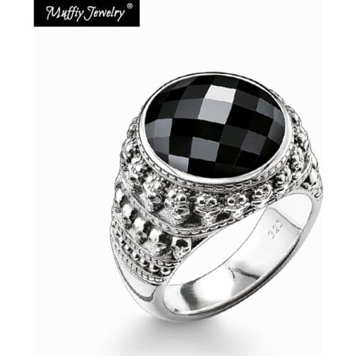 Black Oval CZ Skull Skeleton Cocktail Ring,Europe Style Fashion,Jewelry For Men & Women,2019 Gift In Silver to Lover