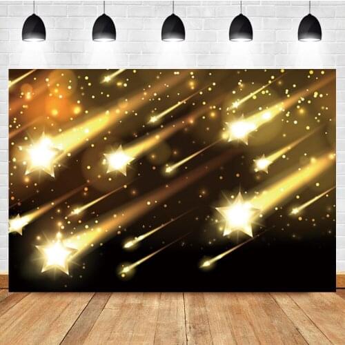 Laeacco Golden Pop Sequins Stars Light Bokeh Birthday Custom Photo Photography Backdrop Photo Background For Photo Studio