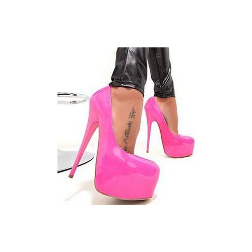 Hot Selling Women Patent Leather Round Toe 16 cm Ultra High Heels Slip on Platform Shoes Sexy Stilettos Women Shoes High Heel