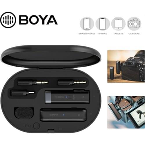 BOYA BY-WM3 2.4G Wireless Lavalier Microphone Condenser Interview Mic for Smartphone DSLR Camera Desktop Laptop PC
