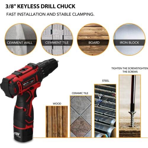 18V Multifunctional Cordless Electric Drill Lithium Battery Wireless Rechargeable Hand Drills Brush Motor Home DIY Power Tools