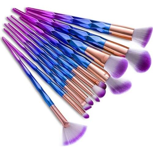 12Pcs Fancy Gradient Color Taper Angular Makeup Brushes Set