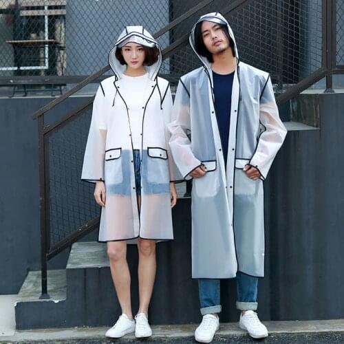 New Fashion Outdoor Rain Coat Men Women Adults Covered Transparent EVA Girls Raincoat Travel Waterproof Rainwear Adult Poncho