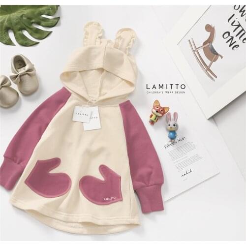 Tonytaobaby Autumn Winter New Baby Girl Wear Rabbit Ears Hooded Long Sleeve Jacket Hoodies Kids Girl Sweatshirt