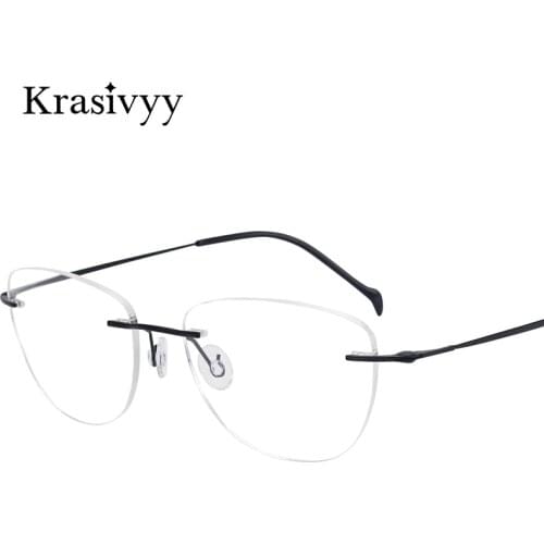 Krasivyy Screwless Glasses Frame Men Top Quality Myopia Optical Prescription Eyeglasses 2021 Pure Titanium Rimless Eyewear