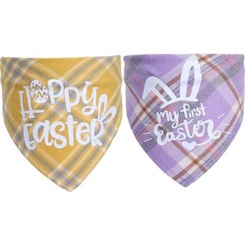 Dog Accessories Easter Dog Scarf Breathable Lattice Pattern Puppy Bib Scarf Dog Triangle Bandana For Dogs