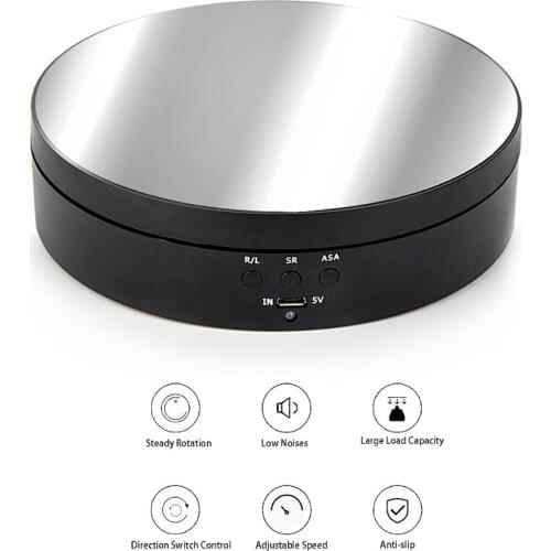 Electric Rotating Turntable Display Stand 360 degree Black Mirror Rotating Angle Speed Adjustment Rotating Display Stand for Ph