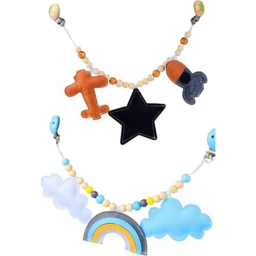 Baby Stroller Pendant Toy Pram Clip Pacifier Chain Teething Beads Wooden Teether Mobile Rattle for Infants Nursing G99C