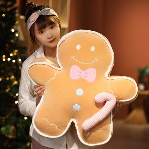 60/70CM Big Size Gingerbread Man Plush Toys Biscuit Man Stuffed Soft Cartoon Pillow kawaii Bear Xmas Birthday GIft for Kids Baby