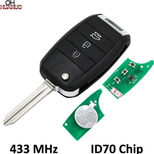 1PC,3 Button Folding Flip Smart Remote Key Control Fob 433MHz With 4D70 Chip For Kia K3