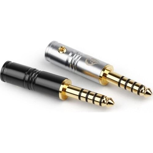 4.4mm Connector Earphone Plug 5 Poles HiFi Headphone Adapter For DBL-T4.4 Earphones Gold Plated Metal Alloy Shell Black Silver