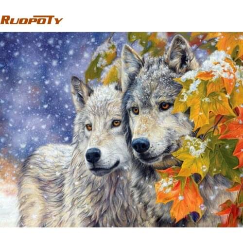 RUOPOTY Frame Wolf Animals DIY Painting By Number Modern Acrylic Paint On Canvas Painting Unique Gift For Home Decor 40x50cm Art