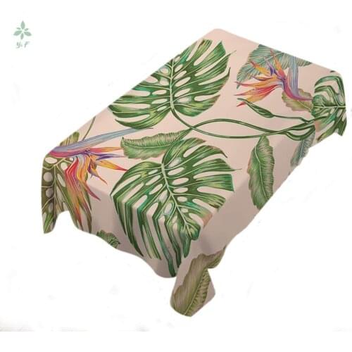 Flowers Tablecloth Jungle Leaves Monstera Leaf Strelitzia Bird Of Paradise Botanical Decorative Table Cover For Dining Decor
